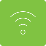 An icon of a wifi sign on a green background